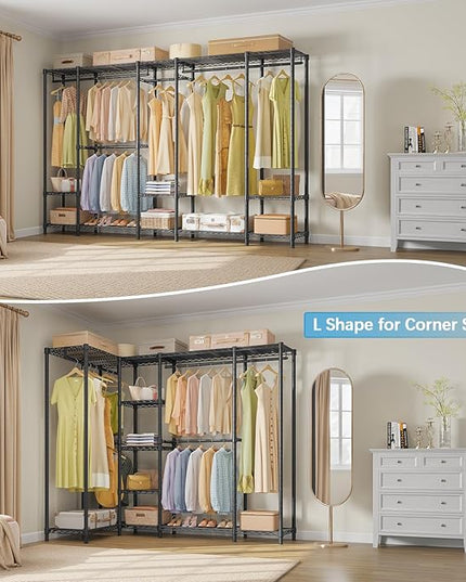 VIPEK V50 Extra Large Portable Closet Rack Bedroom Armoire Freestanding Wardrobe Closet, Heavy Duty Clothes Rack Multi-Functional Metal Clothing Rack for Hanging Clothes, Max Load 1300lbs, Black
