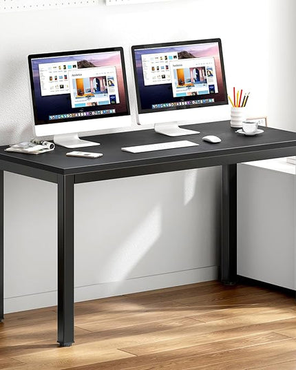 DlandHome Large Computer Desk, Composite Wood Board, Decent and Steady Home Office Desk/Workstation/Table 54.3inch Black Black