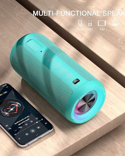 Ortizan Portable Bluetooth Speakers, IPX7 Waterproof Wireless Speaker with 24W Loud Stereo Sound, Outdoor Speaker with Bluetooth 5.3, Deep Bass, RGB Lights, Dual Pairing, 30H Playtime for Home, Party