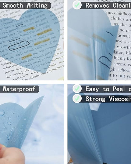 800Pcs Transparent Sticky Notes, 2.76"x2.76" Clear Heart Sticky Notes, Waterproof Translucent Sticky Note Pads for Books Annotation, Clear Post it Notes for Bible Study, School, Office