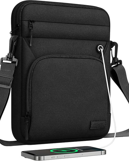 MoKo 9-11 Inch 360° Protective Tablet Sleeve Bag, Fits iPad Air M3 11, 5/4th 10.9, iPad A16 10/9/8/7th 10.2, iPadPro 11 Inch, Tab S8/S9 11, Multifunctional Bag with Shoulder and Headphone Port, Black