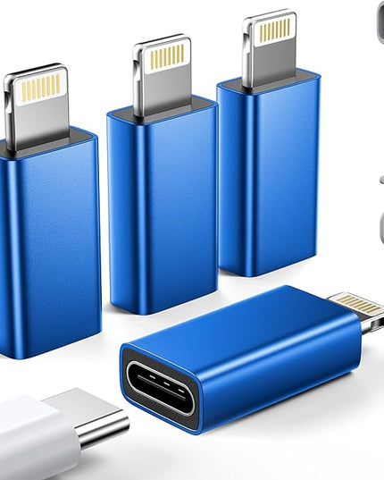 MFi Certified USB C to Lightning Adapter 4-Pack, 27W Fast Charging & Data Sync, Lightning to USB Type C Cable Adapter Compatible with iPhone 14/13/12/Pro/Max, iPad, AirPods, with Anti-Loss Lanyard