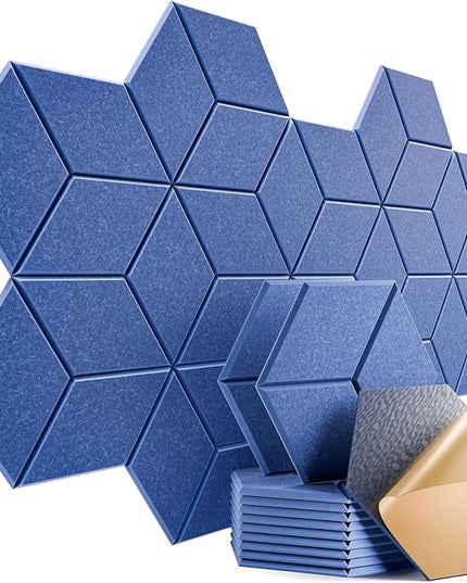 12 Pack Self-Adhesive Acoustic Panels 12" X 10" X 0.4" - Sound Proof Foam Panels with High Density, Y-Lined Design, Flame Resistant, Absorb Noise and Eliminate Echoes(Sky Blue)