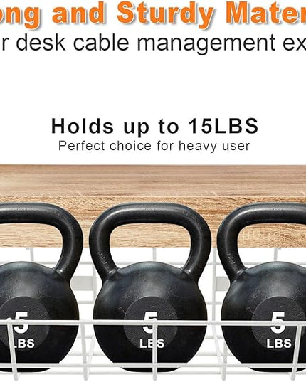 Under Desk Cable Tray - 2 Pack Cable Raceway for Wire Management. Metal Wire Organizer for Office, Studio and Home. Super Sturdy Cord Organizer for Desk - White Cable Management Under Desks