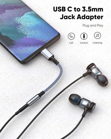 Highwings USB Type C to 3.5mm Female Headphone Jack Adapter, (3-Pack) USB C to Aux Audio Dongle Adapter Compatible for iPhone 16 Pro Max/16 Pro/16 Plus, Samsung Galaxy S23/S22/S21 Ultra,iPad Pro-Grey