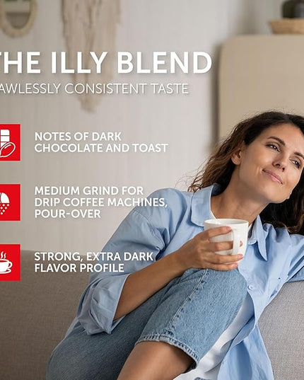 illy Ground Drip Coffee, Forte Dark Roast, 100% Arabica, Premium Italian Coffee, Pre-Ground for Drip Brewers, 8.8oz, 6 Pack