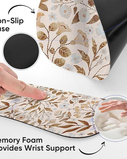 RICHEN Mouse Pad and Keyboard Wrist Rest, 3-in-1 Computer Mousepad and Coaster Set, Non-Slip Keyboard Wrist Rest and Mouse Pad Set Ergonomic Design (YKMWR-59)