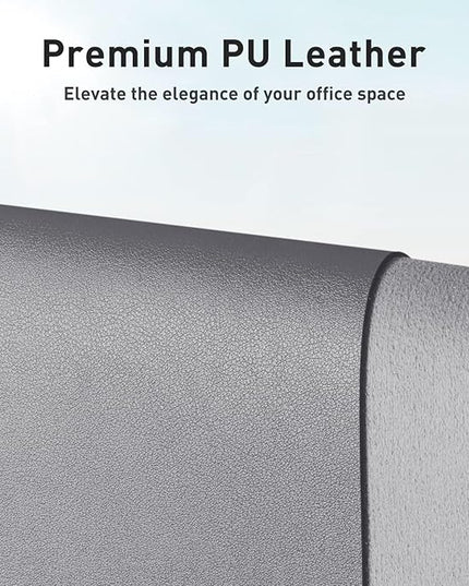 Aothia Leather Desk Pad Protector, Mouse Pad, Office Desk Mat, Non-Slip PU Leather Desk Blotter, Laptop Desk Pad, Waterproof Desk Writing Pad for Office and Home (36" x 17", Light Grey)