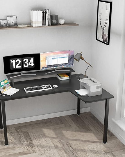 EUREKA ERGONOMIC 60 Inch Black Corner L Shaped Computer Desk, Home Office Gaming Study Work Writing Table Long Large Sturdy Workstation Simple Modern with Metal Legs, Right Side