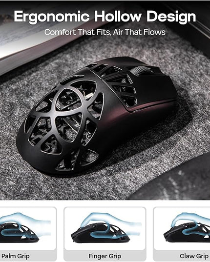 EPOMAKER Carbon X Wireless Gaming Mouse, 400 to 30,000 DPI Adjustable, PAW3950 Sensor, 50g Lightweight, Carbon Fiber Shell, 2.4G/BT/USB-C Rechargeable Wireless Mouse for PC/Mac/Linux (Black)