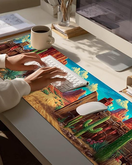 Mouse Pad Gaming Mousepad 31.5 x 11.8 Inch Western Desert Gate Artwork Diatomite Large Keyboard Desktop Mat XL Mouse Pad for Home and Office Desk Accessories