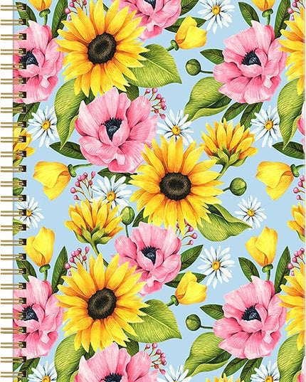 Spiral Journal Notebook for Women,A5 College Ruled Notebooks 6"x 8.4",120 Pages Lined Journal with Premium Thick Paper,Perfect for School Office Home Gifts(Sunflower Daisy)