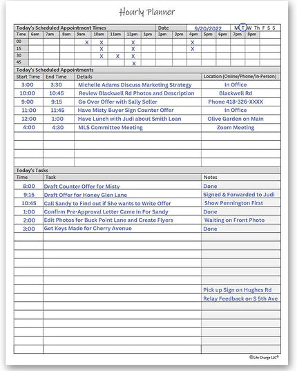 Hourly Planner Notepad. 60 Page Planning Pad w/Appointment Time Block, Task Log List & Note Sections. For Office Work Schedule & Time Management. 8.5 X 11, A4 Sheets.