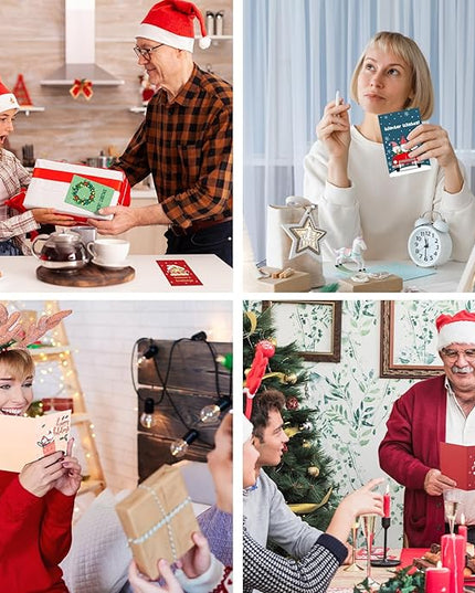 Thboxes 40 Pack Christmas Cards with Envelopes, 4x6 Inch Merry Christmas Cards, Funny Holiday Card with Envelopes & Stickers, 10 Assorted Designs Greeting Card for Xmas