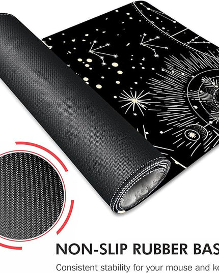 Galdas Gaming Mouse Pad XXL XL Large Long Extended Big Mousepad Non-Slip Rubber Keyboard Desk Pad with Stitched Edges for Laptop Home Office (31.5x11.8x0.08 Inch) … (Black Moon)