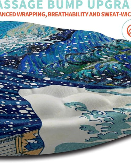 Ergonomic Mouse Pad Wrist Support with Memory Foam Massage Bulge, Carpal Tunnel Pain Relief Mousepad Wrist Rest for Mouse(12x8 inch,Wave Starry)