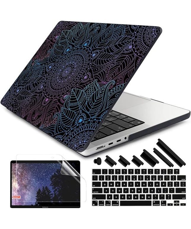 DONGKE Case for M5 MacBook Pro 14 inch 2025 2024-2021 M4 M3 M2 M1, Plastic Hard Shell Cover Compatible with A3434 A3112 A3401 A3185 A2992 A2779 A2442, Retina XDR Display & Touch ID, Colorful Mandala