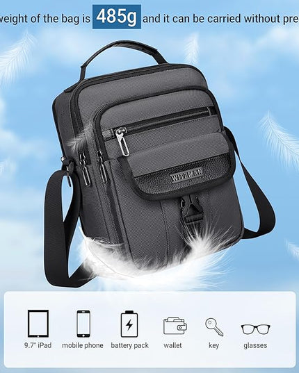 WITZMAN Crossbody Bags for Men Travel Shoulder Bag Lightweight Man Purse Small Casual Messenger Bag for Work Traveling