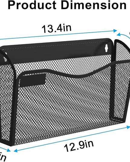Wall File Organizer, Mesh Hanging File Organizer, Home Office Organization and Storage, 6 Single Pockets Document Magazine Rack
