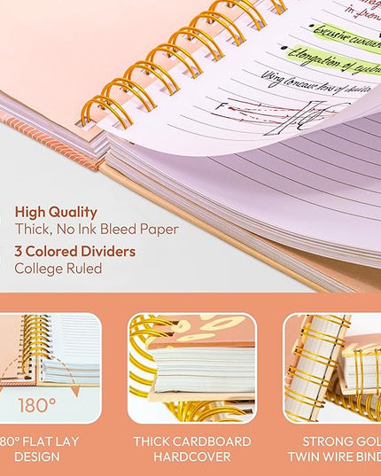 Journals for Writing, 300 Thick Pages, 10.25" X 7.25, Large Hardcover College Ruled Spiral Notebook, Perfect for Note taking, Journal for School, Work