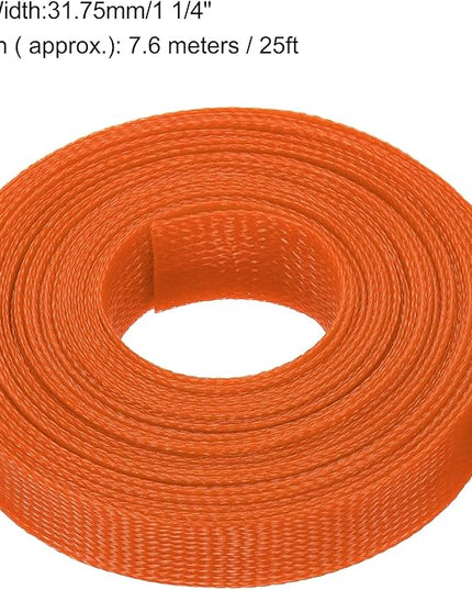 uxcell Expandable Sleeving, 1 1/4-inch 25ft Cable Sleeve, Orange