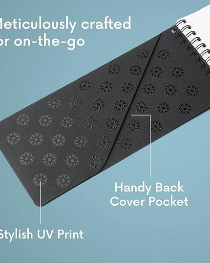 Notsu Reporter's Notebooks 2-Pack | Black Pocket Spiral Reporter Notepads for Journalist, Police, Detective, Field Note Taking | 100 Pages of 120 gsm Thick Paper, 3.75" x 8.25"
