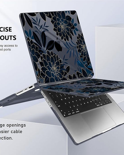 May Chen Case for MacBook Pro 14 inch, Models A2442 A2779 A2918 A2992 A3401 A3185 A3112 A3434, M1 M2 M3 M4 M5 Chip (2021-2025 Release), Plastic Hard Shell Case with Keyboard Cover, Luxury Dahlia