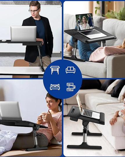 Besign LT07 Lap Desk [Extra Large], Adjustable Laptop Table, Portable Standing Bed Desk, Foldable Sofa Breakfast Tray, Notebook Computer Stand for Reading and Writing (Black)