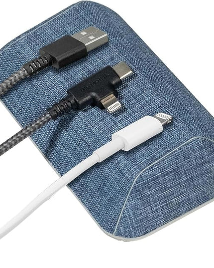 Smartish® Magnetic Cord Holder - Bigger Cable Wrangler Stocking Stuffer Organizer with Magnet Clips for Charger Management on Desktop, Nightstand - Holds 6+ Cables - Blue Jeanie