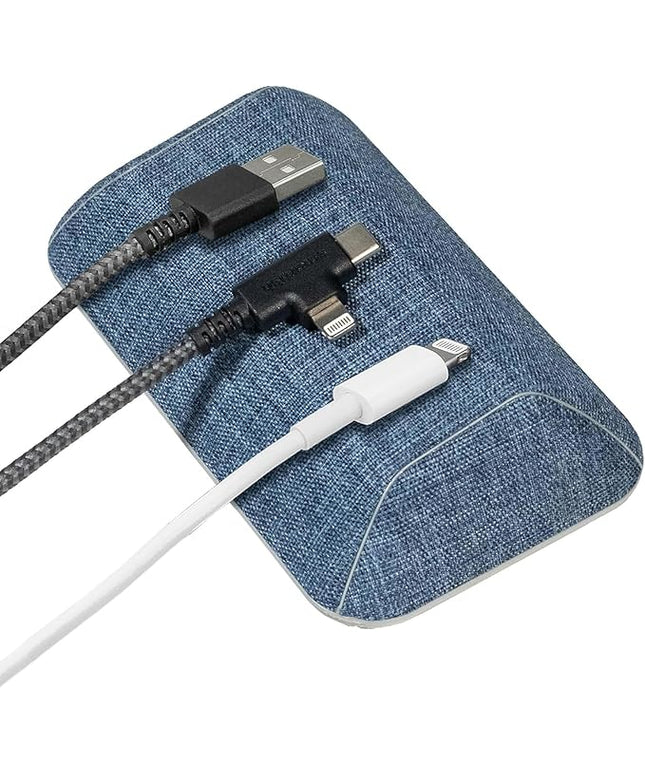 Smartish® Magnetic Cord Holder - Bigger Cable Wrangler Stocking Stuffer Organizer with Magnet Clips for Charger Management on Desktop, Nightstand - Holds 6+ Cables - Blue Jeanie