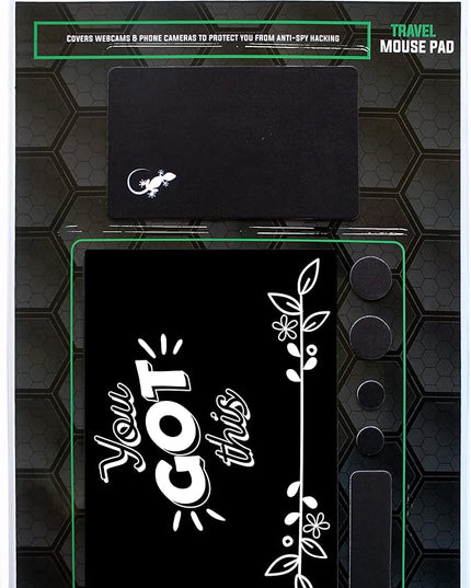 Mouse Pad Adhesive Bottom - Sticks to Any Surface - Portable - Webcam Covers and Screen Cleaner Included (You GOT This)