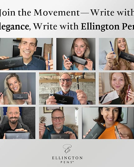 Ellington Pens Luxury Fountain Pen Set - Smooth Fine Nib - Includes 3 Ink Cartridges, Refillable Ink Converter, Gift Box - Fountain Pens For Writing, Calligraphy, Journaling, Sketching (Ivory Suede)