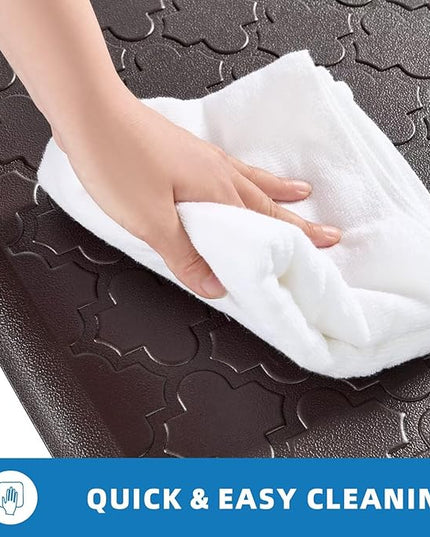 Kitchen Mats for Floor 2 Piece - Anti Fatigue Mats for Kitchen Floor - Non Slip Cushioned Rugs for Standing, Office, Sink, Laundry, Chocolate