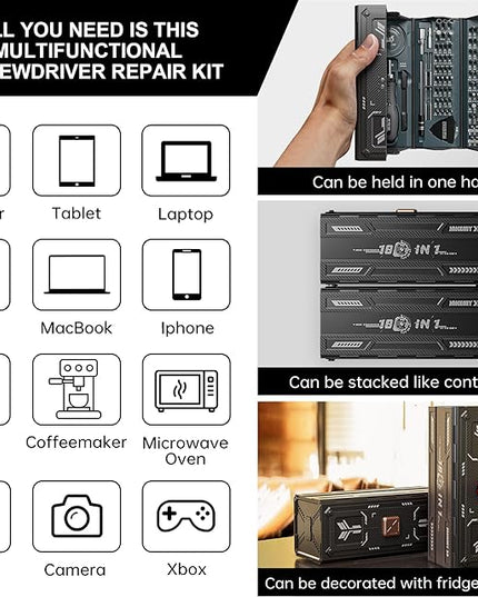 Precision Ratchet Screwdriver Set with Case, JAKEMY 180 in 1 Computer Screwdriver Tool, Compact Tool Set, Screwdriver Repair Kit for Laptop, iPhone, MacBook, PS5, Xbox, RC, Watch, Jewelry, Eyeglasses