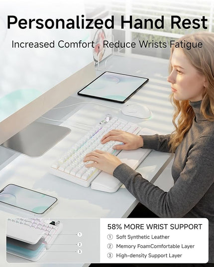 C98 Wired Keyboard and Mouse Combo, Wired Computer Keyboards with Wrist Palm, Double-Shot Keycaps, Silent RGB Backlight Keyboard for Windows/MAC/PC (White)