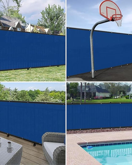 Windscreen4less Privacy Fence Screen Heavy Duty Windscreen Fencing Mesh Fabric Shade Net Cover with Brass Grommtes for Outdoor Wall Garden Yard Pool Deck, 6'x44' Blue