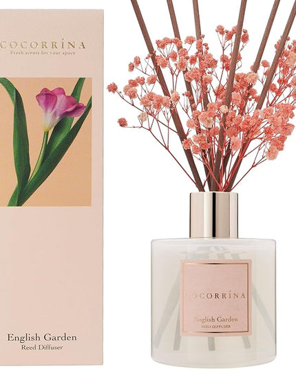 COCORRÍNA Reed Diffuser - English Garden Scented Diffuser with 8 Sticks Home Fragrance Reed Diffuser for Bathroom Shelf Decor