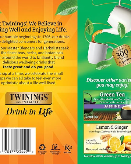 Twinings Pure Green Tea Individually Wrapped Bags, 100 Count (Pack of 1), Smooth & Refreshing, Caffeinated, Enjoy Hot or Iced, 100 Teabags