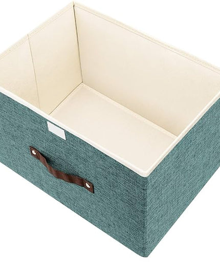 TYEERS Foldable Storage Boxes with Lids 5 Pack Fabric Storage Bins with Lids, Closet Organizers for Clothes Storage, Room Organization, Office Storage, Toys - Aqua Deep