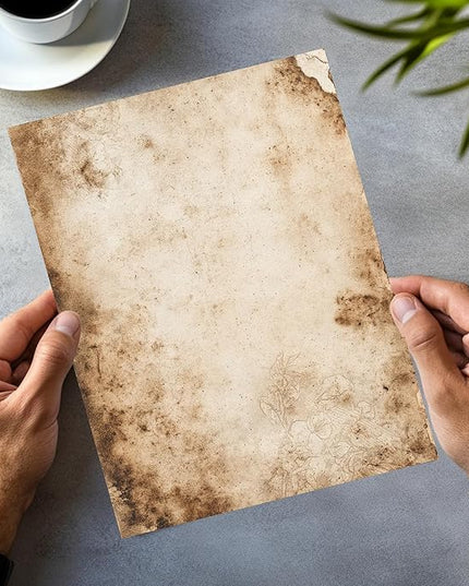 PARTH IMPEX 56 Sheets Vintage Writing Paper 8.5x11 - Letter Size Stationery Rustic Old Looking Letterhead Printer Paper - 120gsm Thick Decorative Antique Aged Double-sided Design