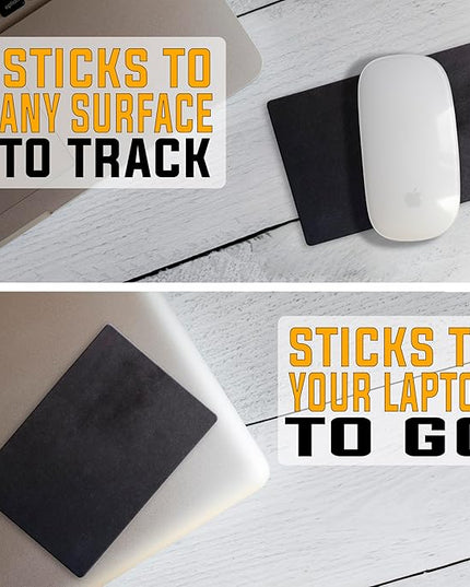 Adhesive Mouse Pad by Gecko Travel Mouse Pad - Sticks to Any Surface - Stick On Portable - Webcam Covers and Screen Cleaner Included (Black)