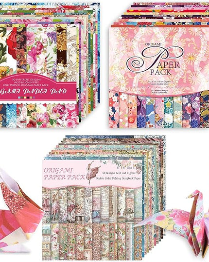Origami 6x6 Paper Kit 150 Sheets 150 Vivid Colors Double Sided Same Printed Traditional Patterns Square for Arts Crafts Projects Japan Traditional Chiyo.Flower