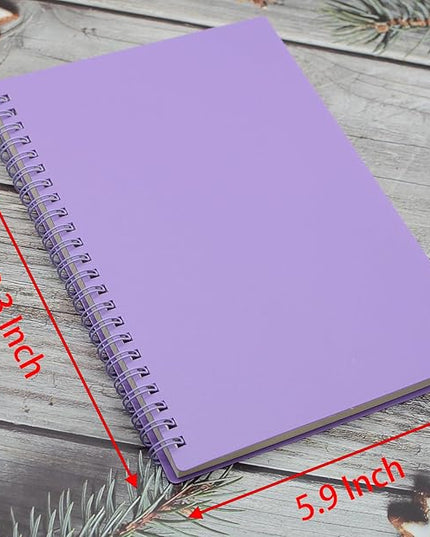 Yansanido Spiral Notebook, 4 Pcs 8.3 Inch x 5.9 Inch A5 Purple Thick Plastic Hardcover 8mm Ruled 80 Sheets -160 Pages Journals for Study and Notes (Purple, A5)