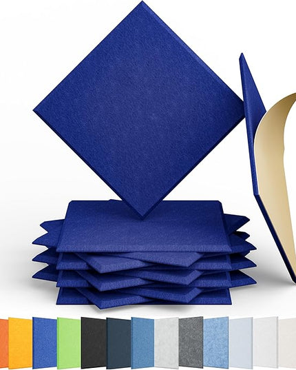 12 Pack Acoustic Panels Self Adhesive Sound Proof Foam, High Density Sound Acoustic Panel, 12X12X0.4 Inch Square Panels in Home, Office, Reccording Room, Studio,and more(Telecom Blue)