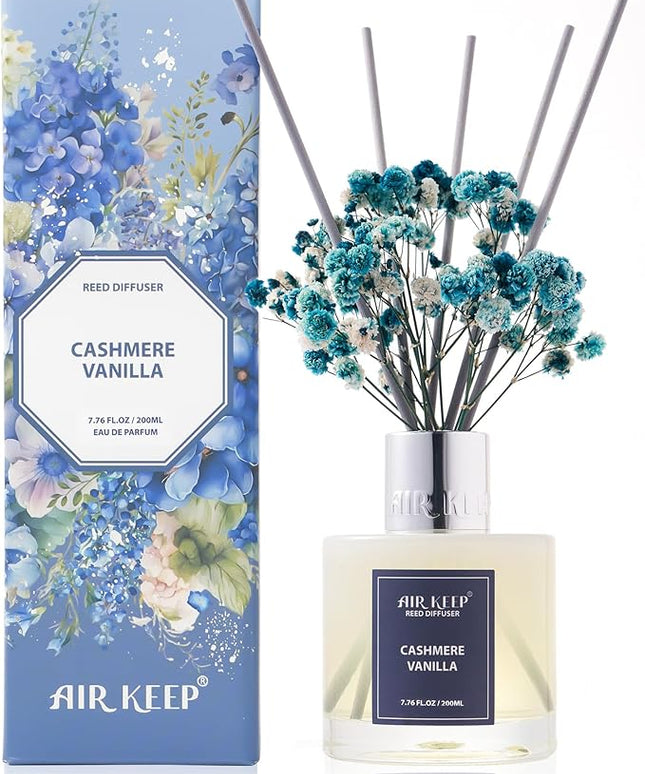 Airkeep Reed Diffuser Set/Cashmere Vanilla/6.76 fl oz(200ml)/1 Pack/Home & Office Decor Aromatherapy Diffuser Oil Gift Set