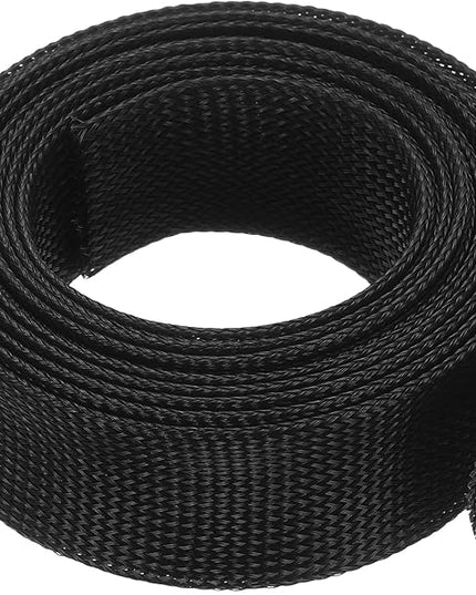 uxcell Expandable Sleeving,2 3/8-inch 10ft Cable Sleeve, Black