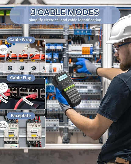 Label Maker Waterproof-Labels, Wire Cable Label Maker, Labeler Machine with Tapes Laminated, H1100 Handheld Labeling Maker with Backlit-LCD & One-Touch Key, Home Industrial Office Organization