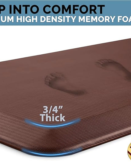 ComfiLife Anti Fatigue Floor Mat – 3/4 Inch Thick Kitchen Mats for Floor, Standing Desk Mat, Kitchen Rug – Comfort at Home, Office – Durable – Stain Resistant – Non-Slip Bottom (24" x 70", Brown)
