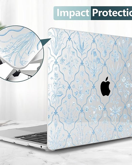 DONGKE Compatible with MacBook Pro 13 inch Case 2024 2023-2020 Release A2338 M2/M1 A2251 A2289 with Retina Display & Touch ID, Plastic Hard Shell & Keyboard Cover & Screen Film - Millefleurs