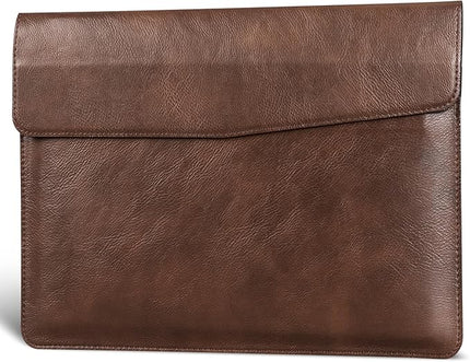 13 inch Genuine Leather Laptop Sleeve for MacBook Air 13 inch M4 M3 M2 M1 2025-2018 & MacBook Pro 13 inch M2 M1 2025-2016，Protective Case Cover with Magnetic Closure,Dark Brown